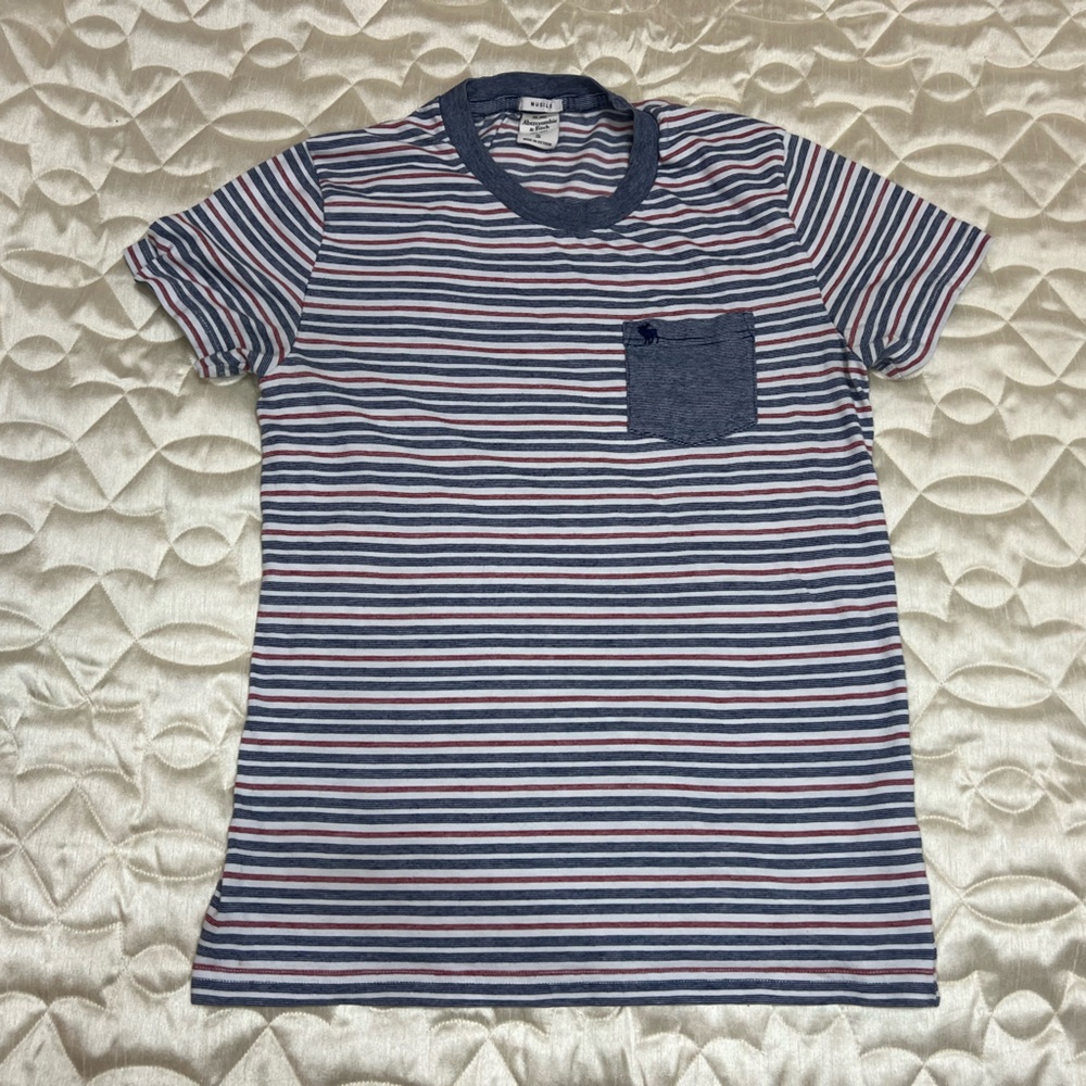 Abercrombie & Fitch Muscle Tee Shirt Short Sleeve Striped Top Men’s Small Pocket